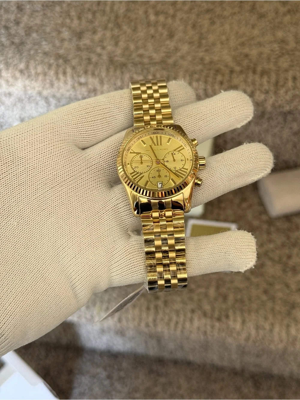 Michael Kors Gold Stainless Steel Chronograph Watch Womens 38mm dial